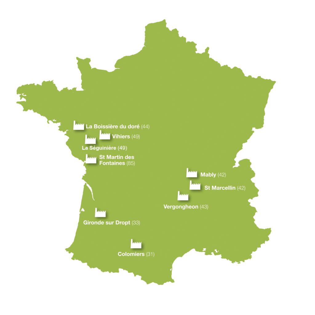 9 sites de production en France